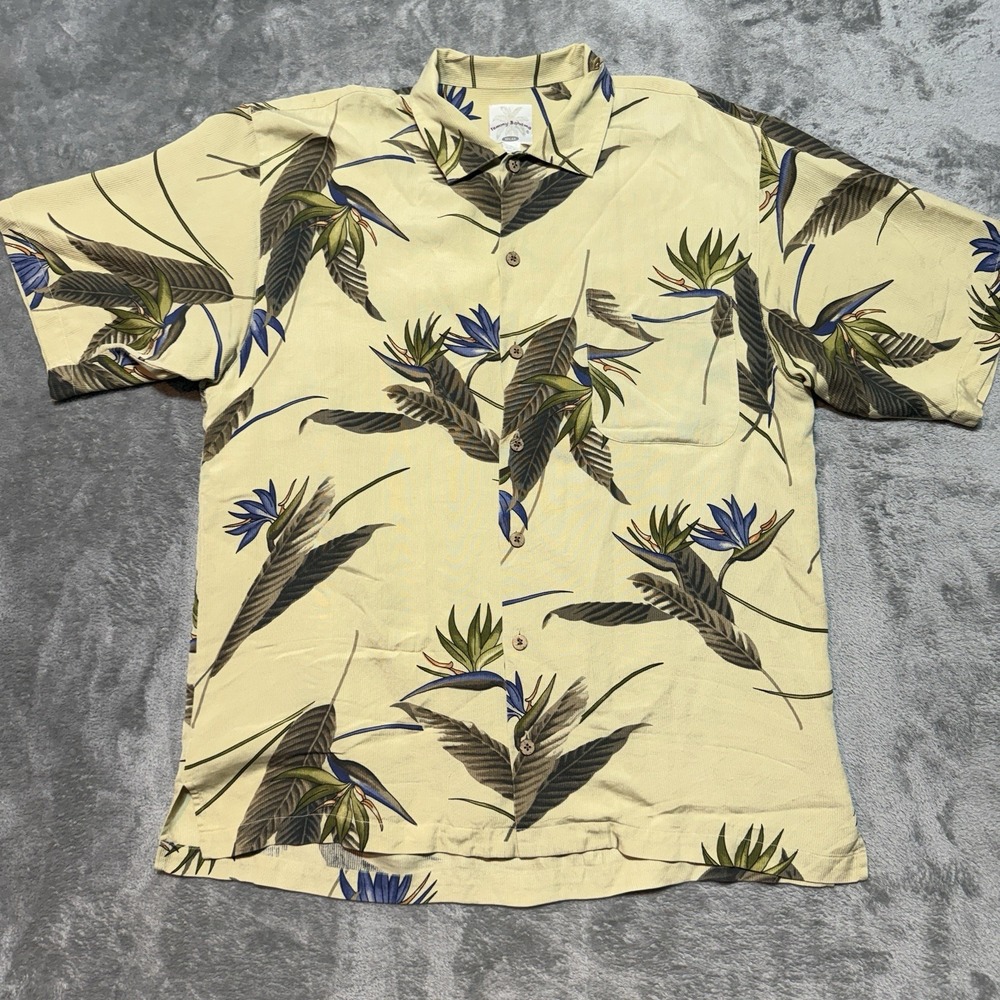 Tommy Bahama Relax Shirt Mens Medium M 100% Silk Bird of Paradise‎ Hawaiian